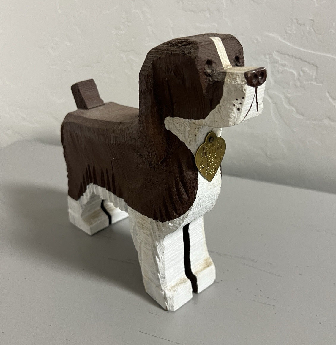 Dennis Sullivan 1996 numbered hand carved Springer Spaniel liver/white dog