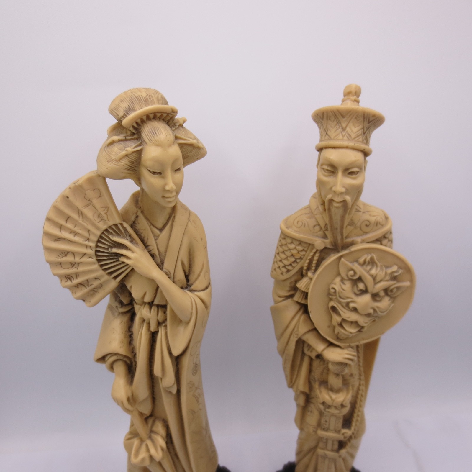 Vintage Asian Chinese Resin Figurine 14” Goddess and Sorcerer Home Decor