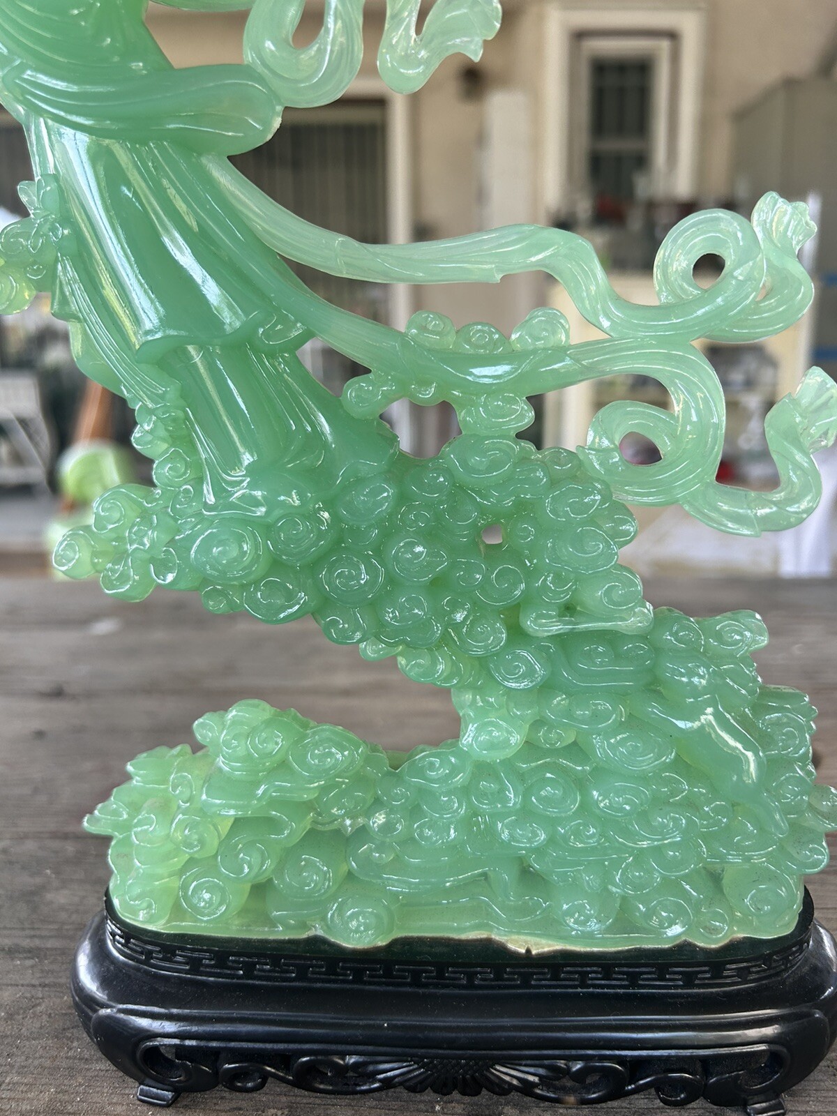 Vintage Faux Jade Geisha Asian Women -Resin Figurine Made In Hong Kong 12.5 In