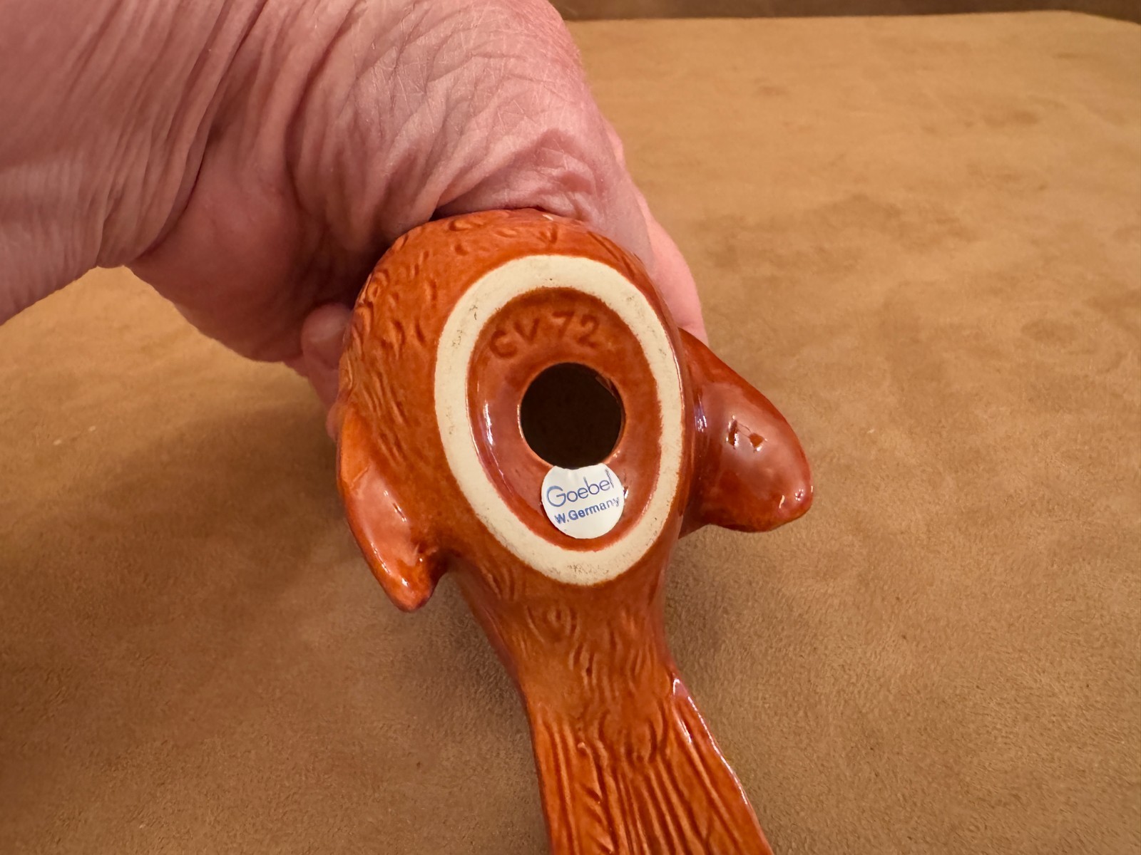 Goebel Sparrow West Germany Porcelain 4″ Bird Figure CV72 brown dark orange