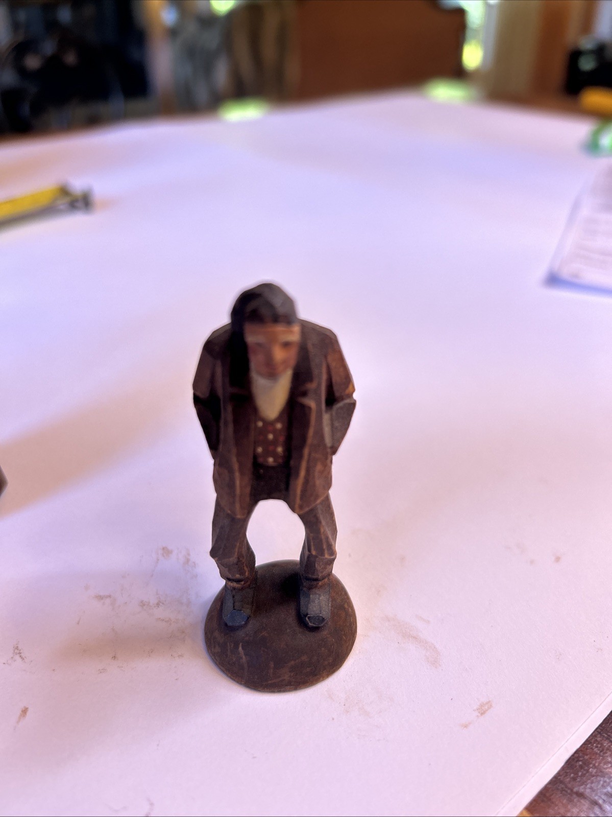 Swiss Black Forest Hand Carved Wood Figures Monk And Gentleman