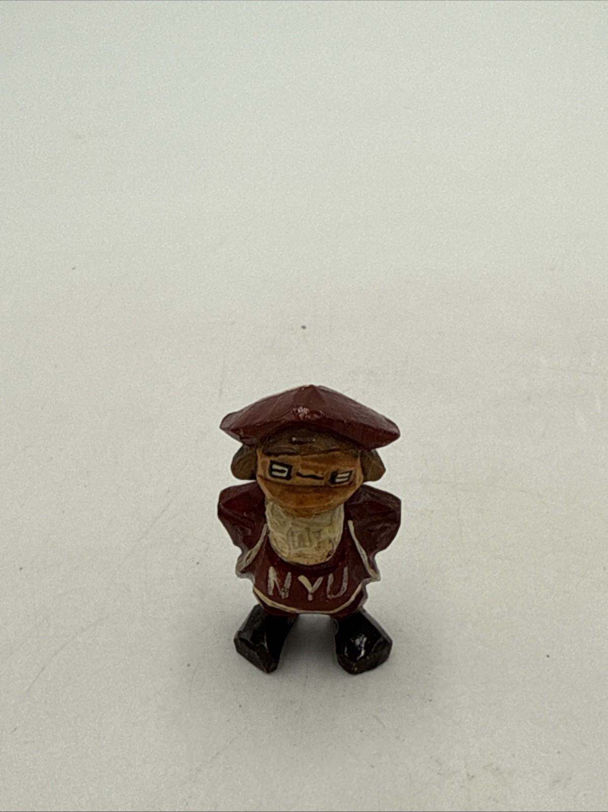 Vintage Anri NYU New York University Carved Wood Mascot Figure 1.5” Mini 1950’s