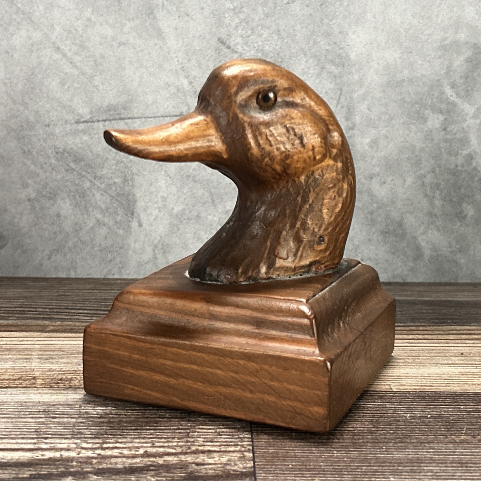 Vintage Alt Weisskopf Schnitzerei Hand Carved Mallard Duck Head 1940s-1950s