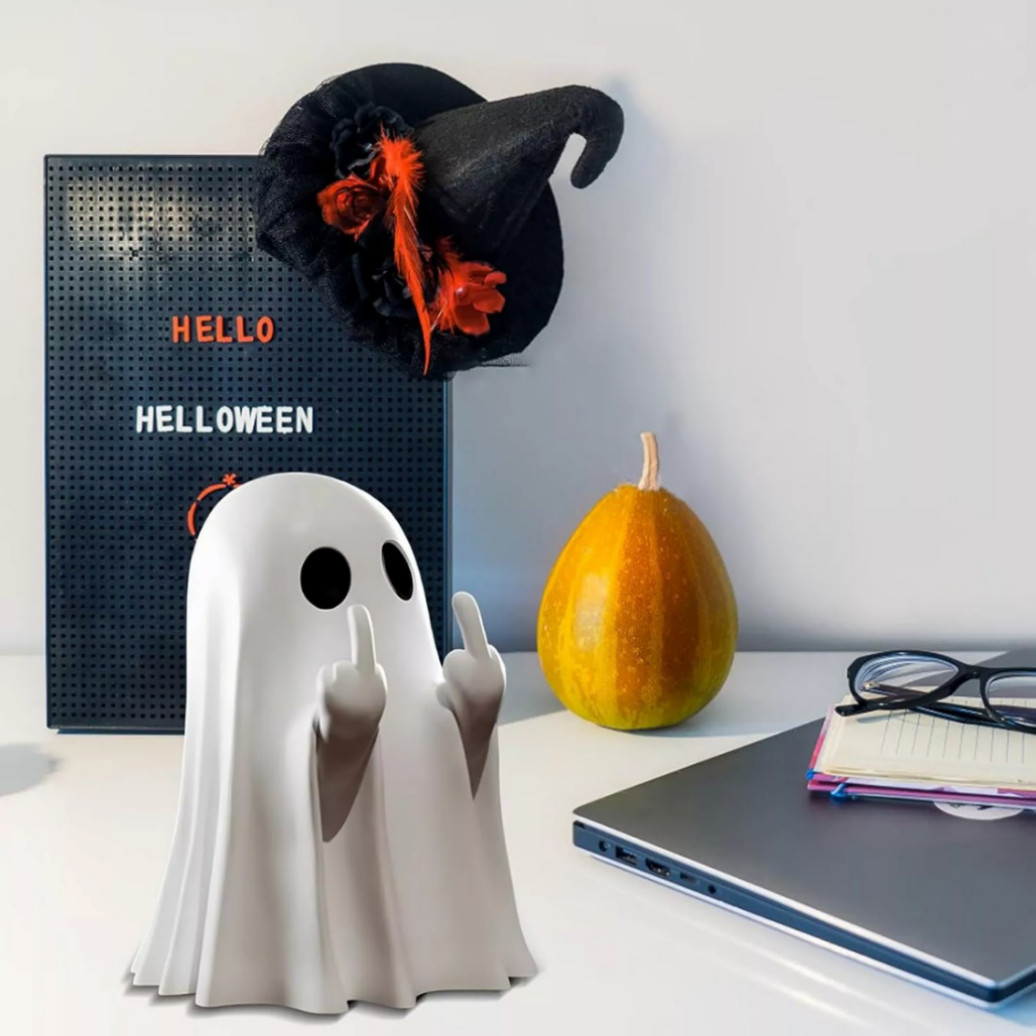 Cute Ghost Figurine Spooky Resin Statue Decoration Home Tabletop (2 Pack )