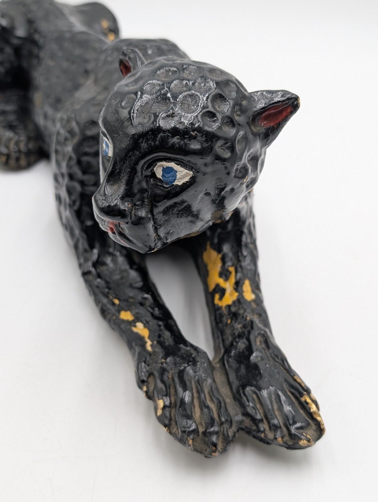 Panther Figurine 10lb MCM Antique Black Vtg 24″