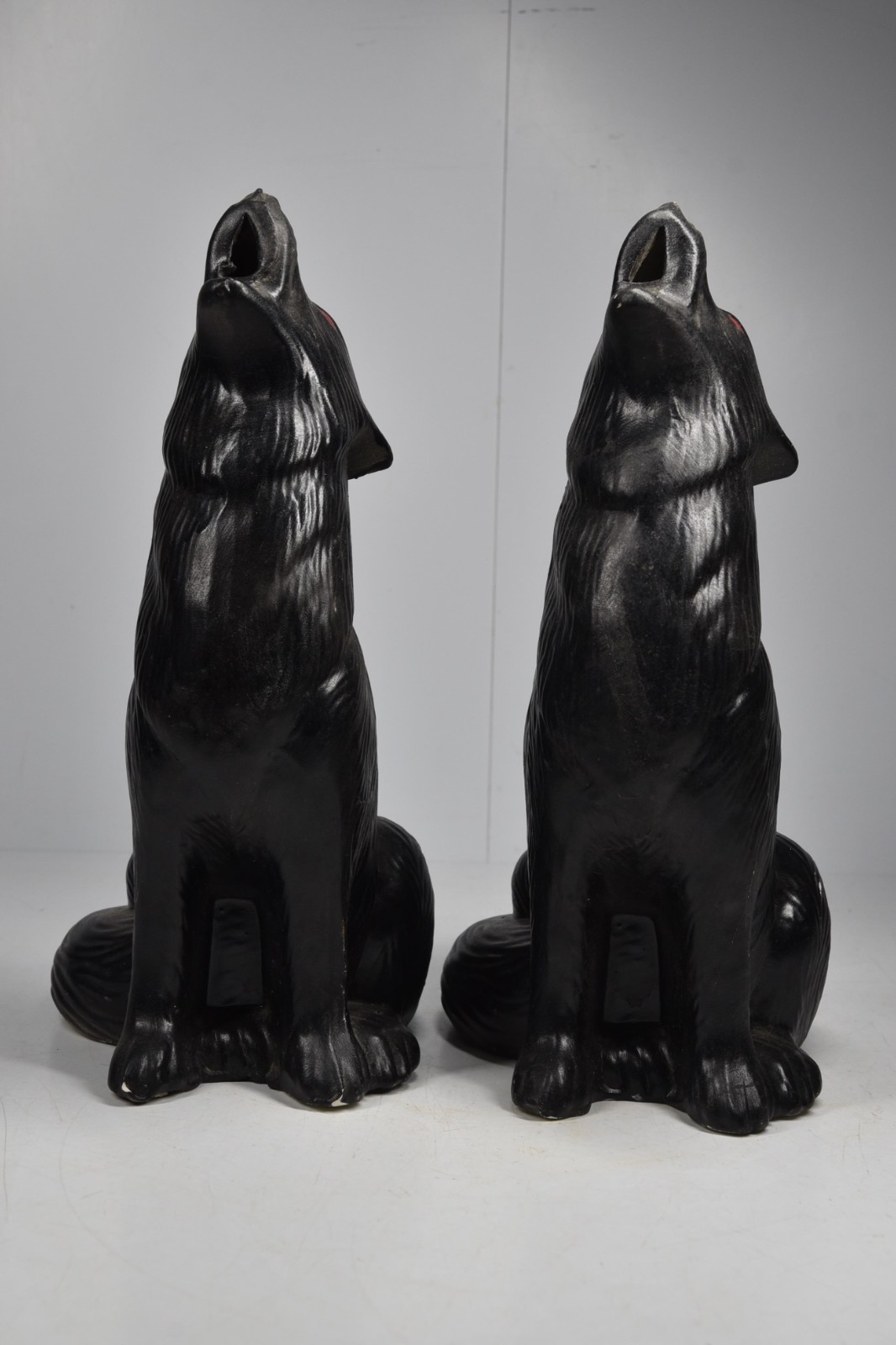 2 Vintage Howling Coyotes Pottery Figurine Statues Southwest Decor Candle Votive