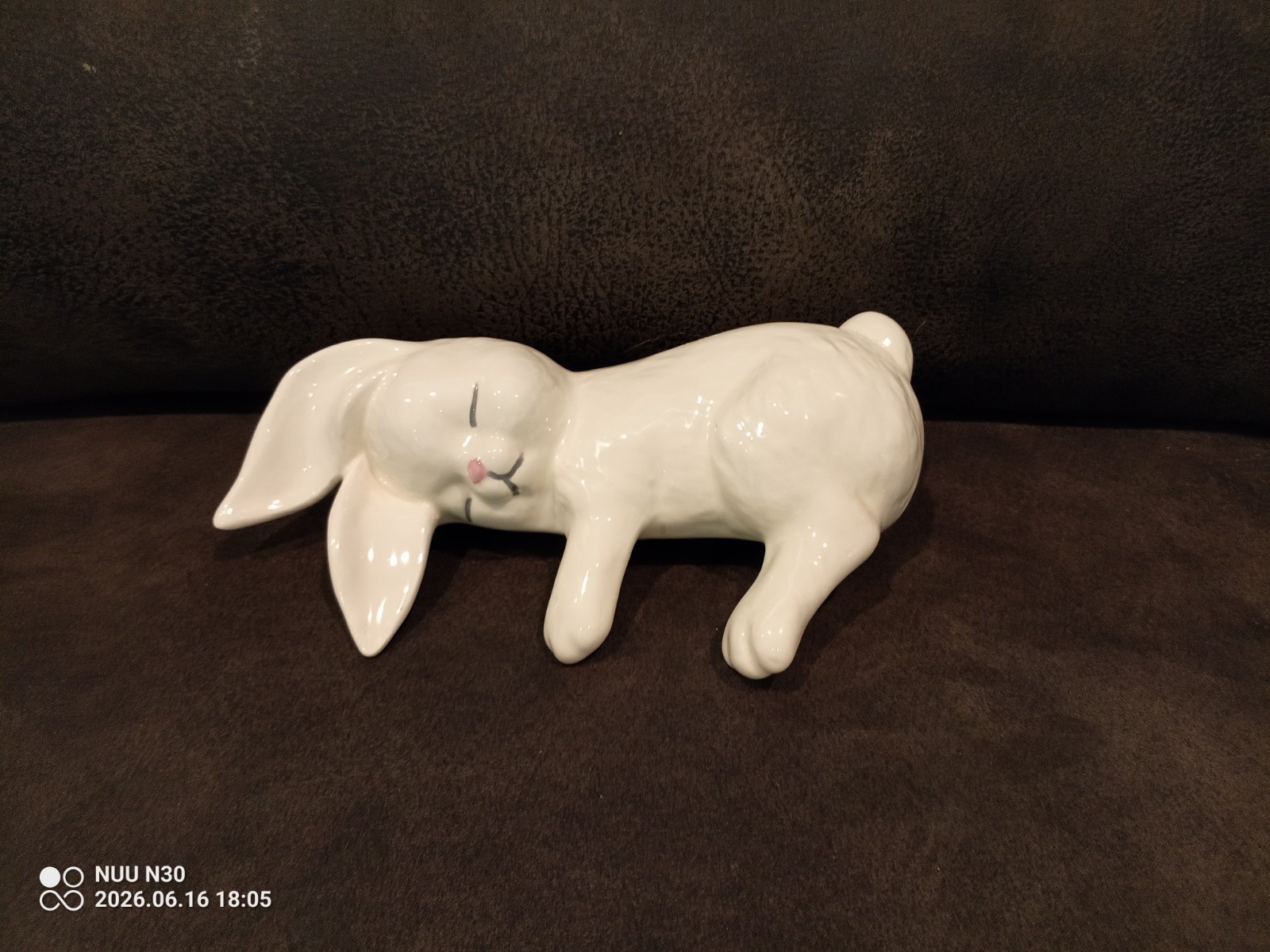 Vintage Sleeping Bunny Rabbit Shelf Sitter Ceramic Mantel Display White