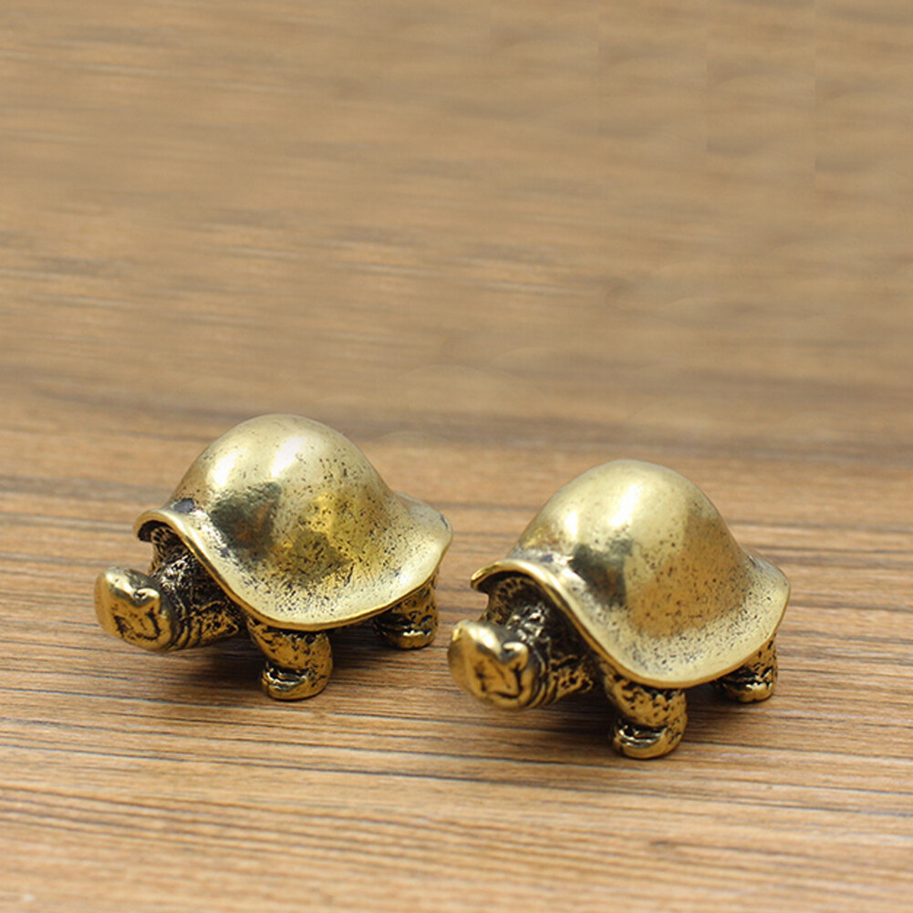 Solid Brass Feng Shui Turtle figurine Tortoise statue Tea Pet Ornament Miniature