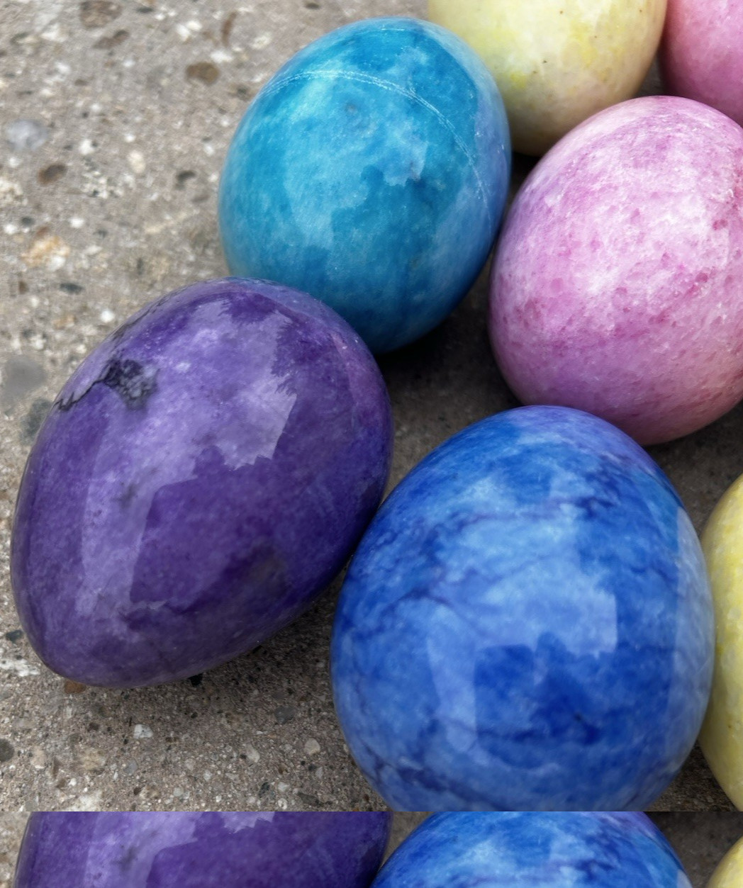 8 Vtg Italian Marble Easter Eggs Alabaster Polished Stone Smooth Finish Color