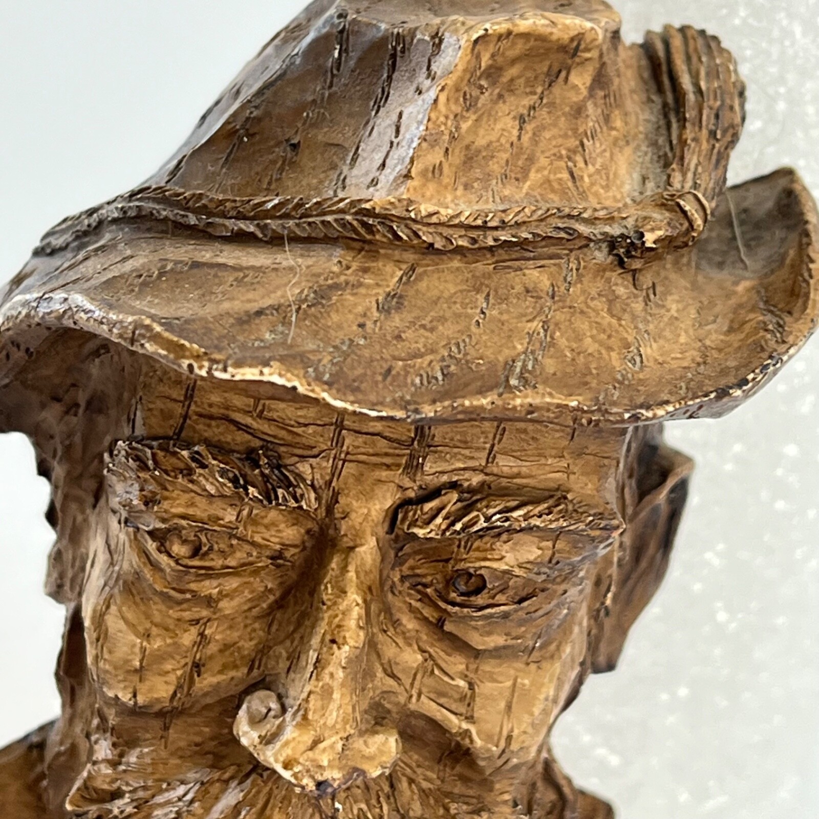 Old Man Smoking Pipe Small Cast Resin Black Forest Souvenir Wall Mount Sculpture