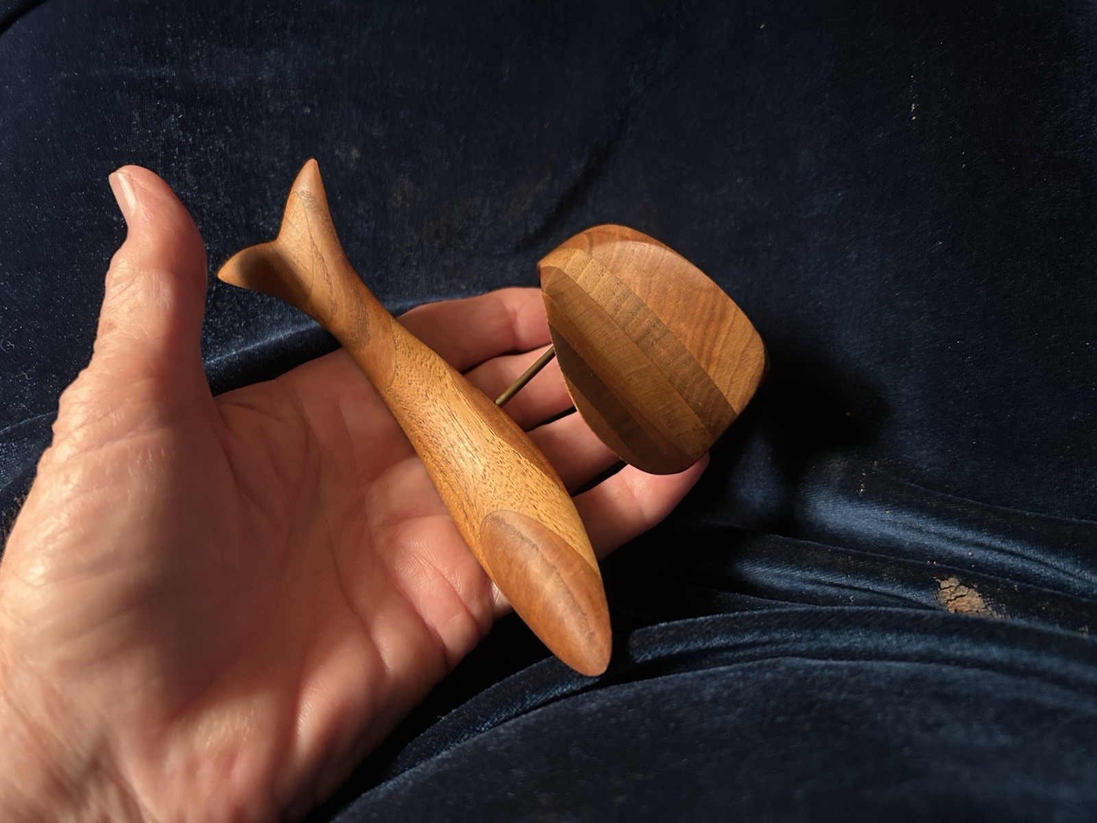 Vintage MCM Minimalist Carved Wood Bird Figure Emil Milan Style Graceful Flowing