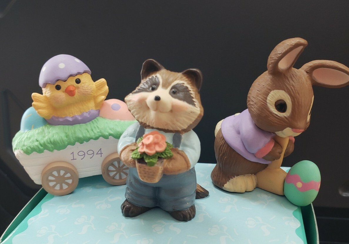 Hallmark Merry Miniature Easter 1994 – Lot of 3 Rabbit, Chick, and Raccoon