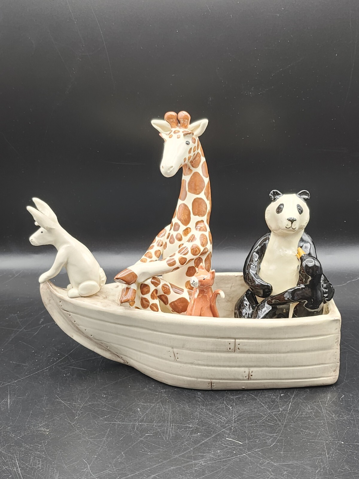 Rare OOAK Noahs Ark Dinghy Ceramic Art Piece. Signed. Mint