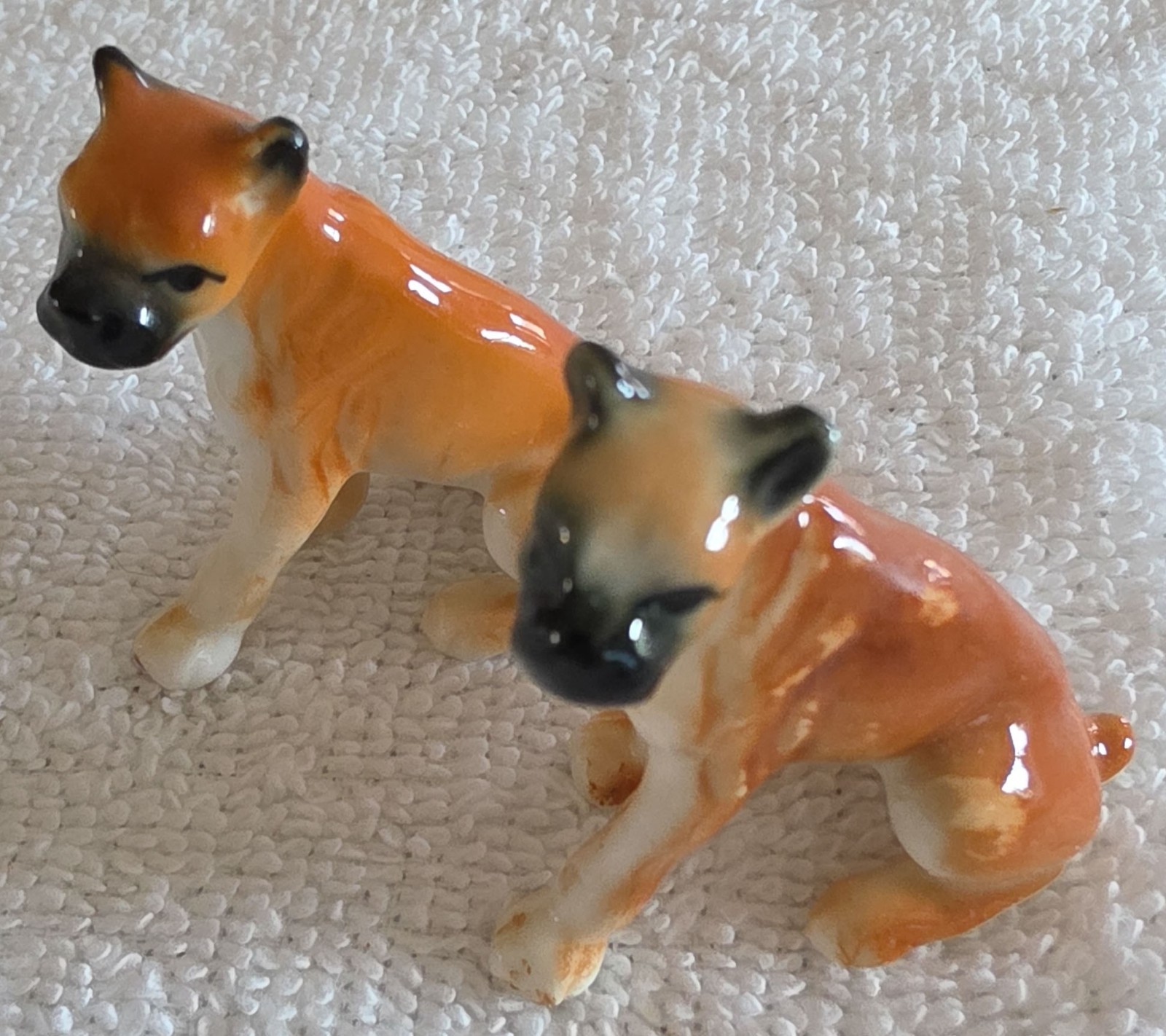 Bone China Miniature Animal Family of Boxer Dogs Set of 6 Japan
