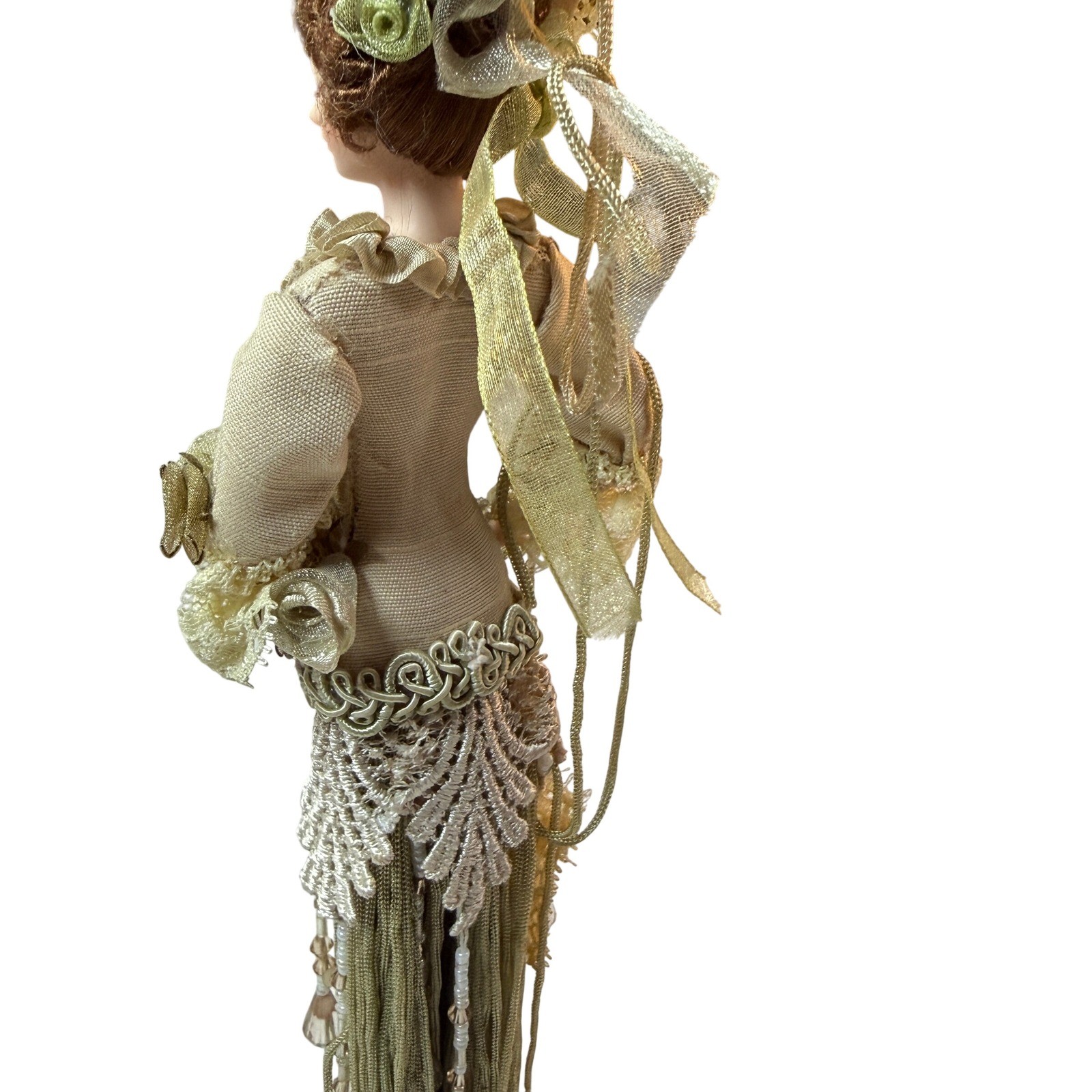Vintage Victorian Lady Porcelain Figurine Doll Tassel Dress Edwardian Decor