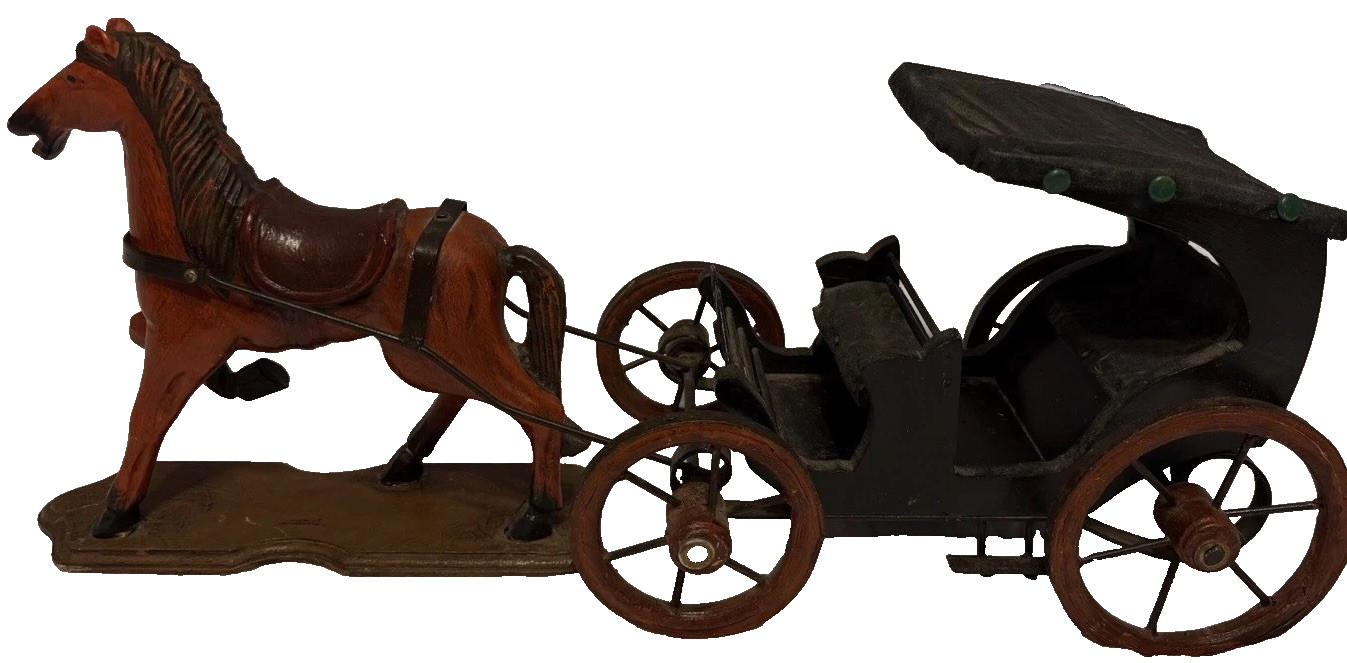 Vintage Horse And Carriage Display Made In The Philippines