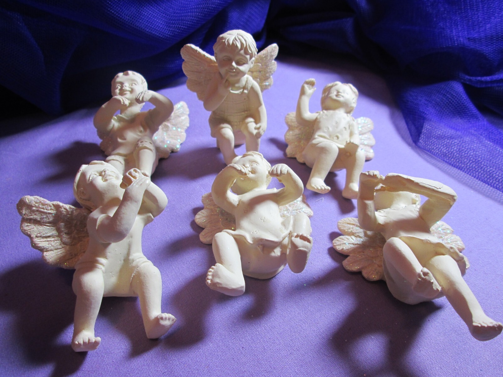 Set of 6 Angelstar Angel Children Clay Comfort Angels Hug & Sit Figurines 2005