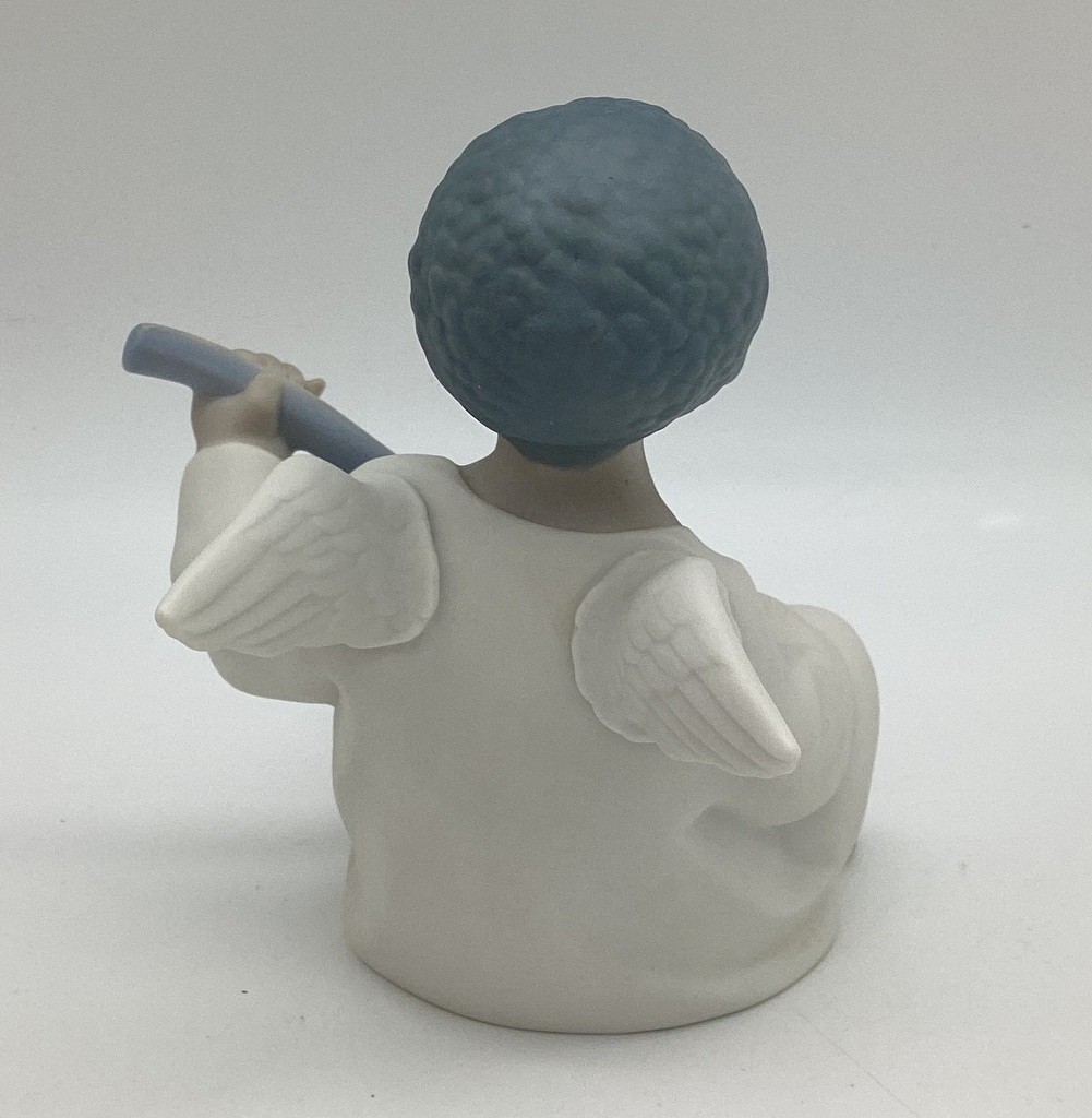 Lladro Black Legacy Angel with Mandolin Vintage Bisque Matte Art Sculpture 4537
