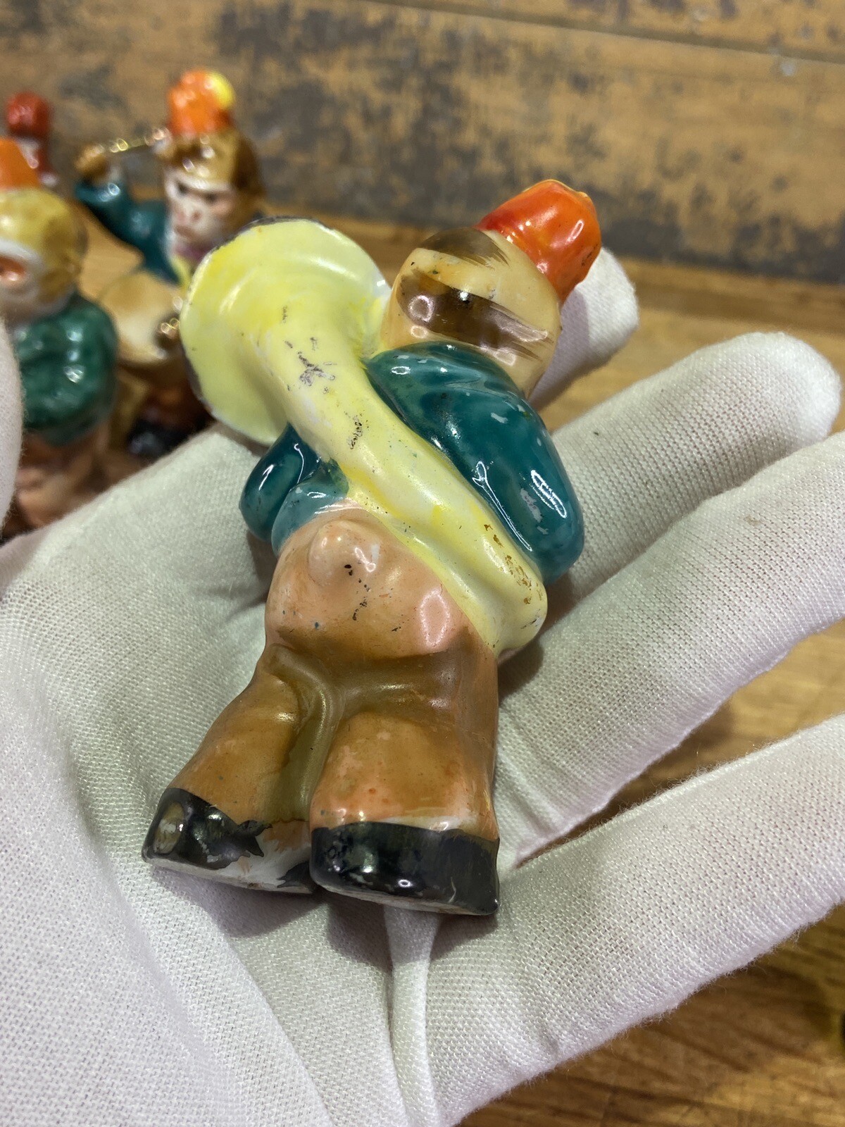 Ceramic Monkeys Playing Instruments Japan Five Total