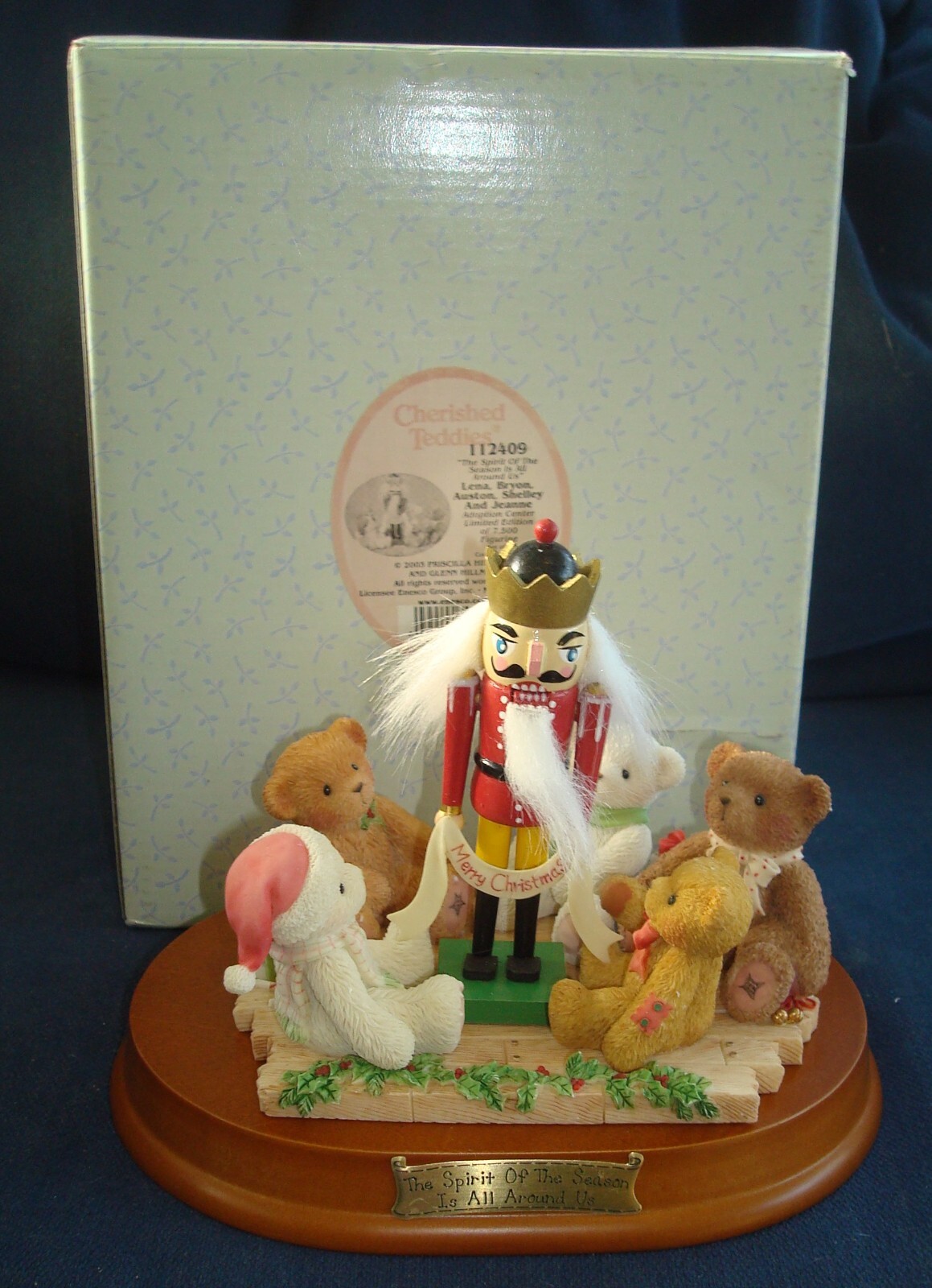 Cherished Teddies Lena, Bryon, Auston, Shelley & Jeanne NIB w/Wooden Base 122409