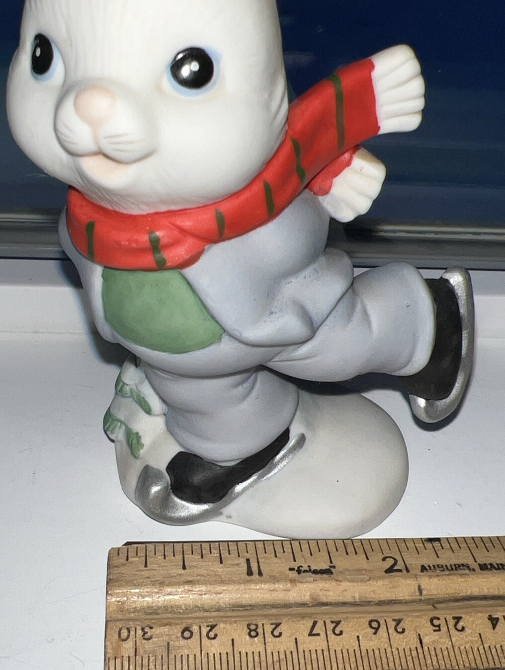 Homco Ice Skating Bunny Rabbit Boy Christmas Figurine 5305 Winter Christmas