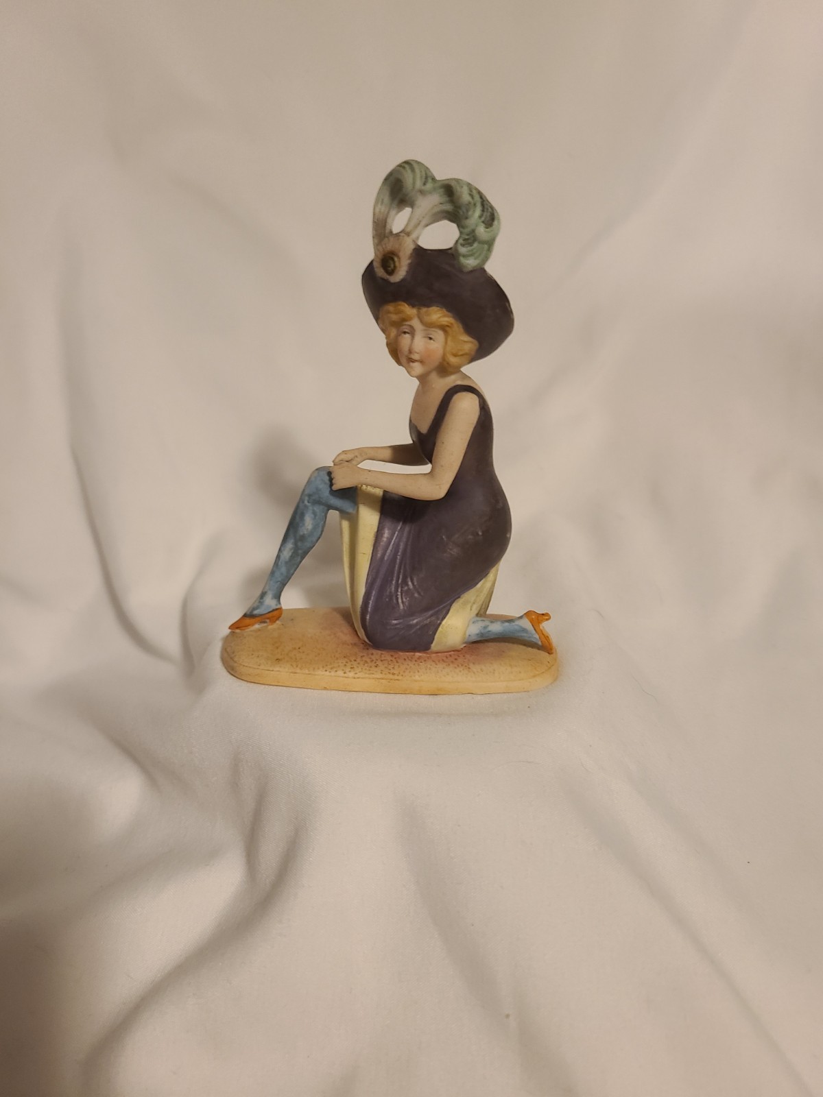 Antique Schafer & Vater Black Stockings Bathing Beauty German Bisque Figurine