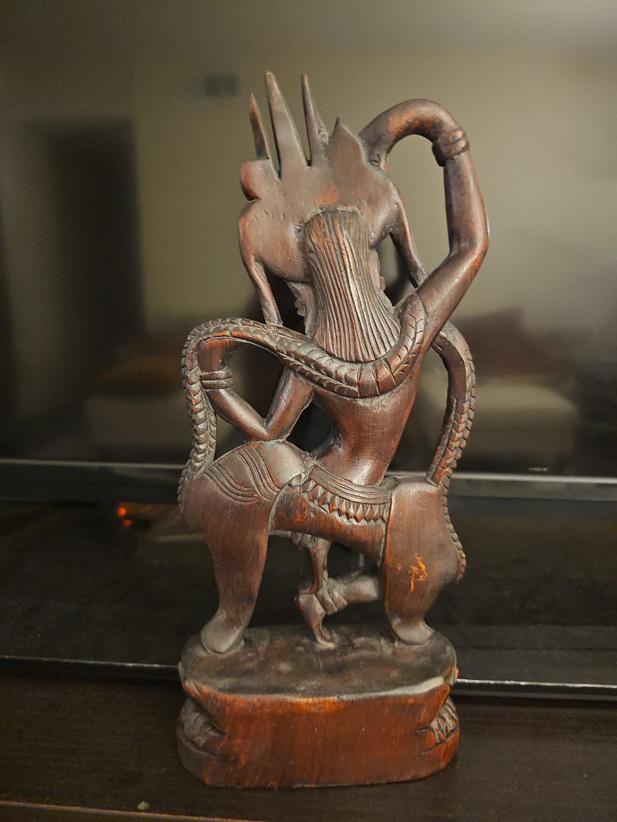 Teakwood Cambodian Apsara Celestial Spiritual Dancer 20th Century Khmer Regime