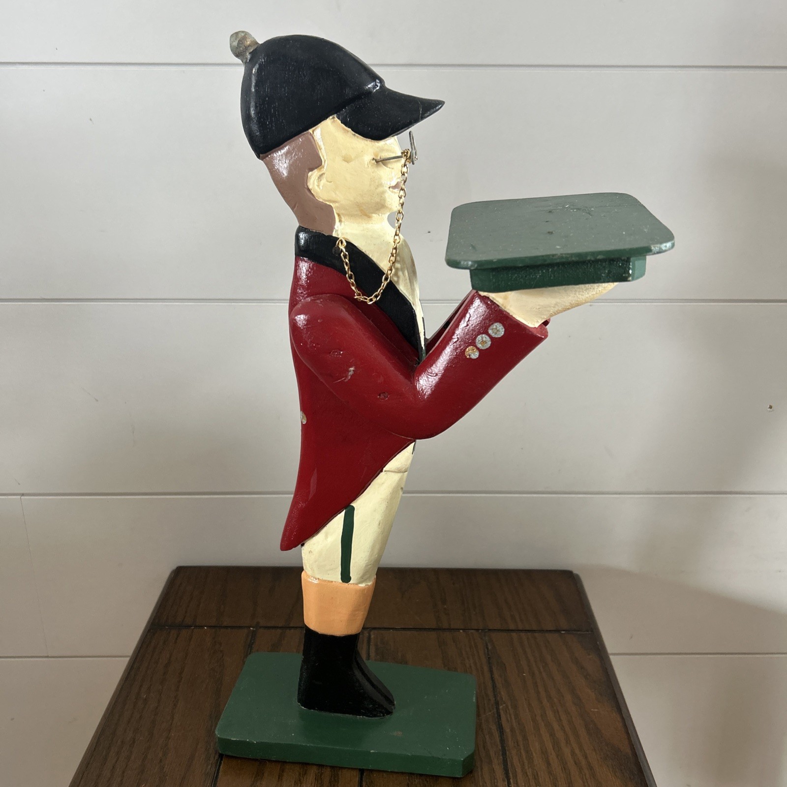 Vtg Christmas Folk Art Wooden Butler Stand Hand-Painted Free Standing 17” tall