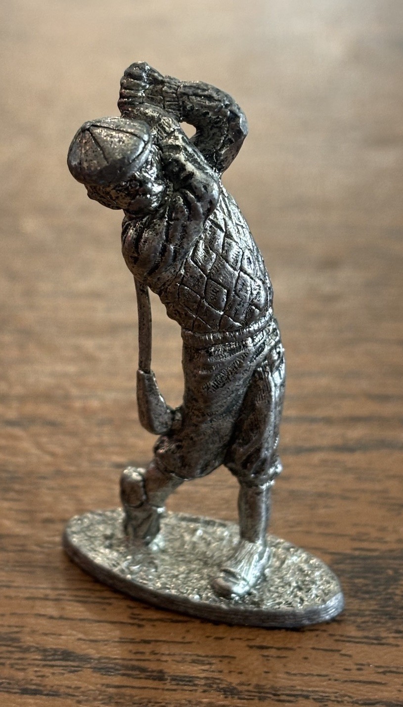 METZKE Pewter Golf Figurine Male Swinging Golfer Ball 2.5” Vintage 1993 Sports