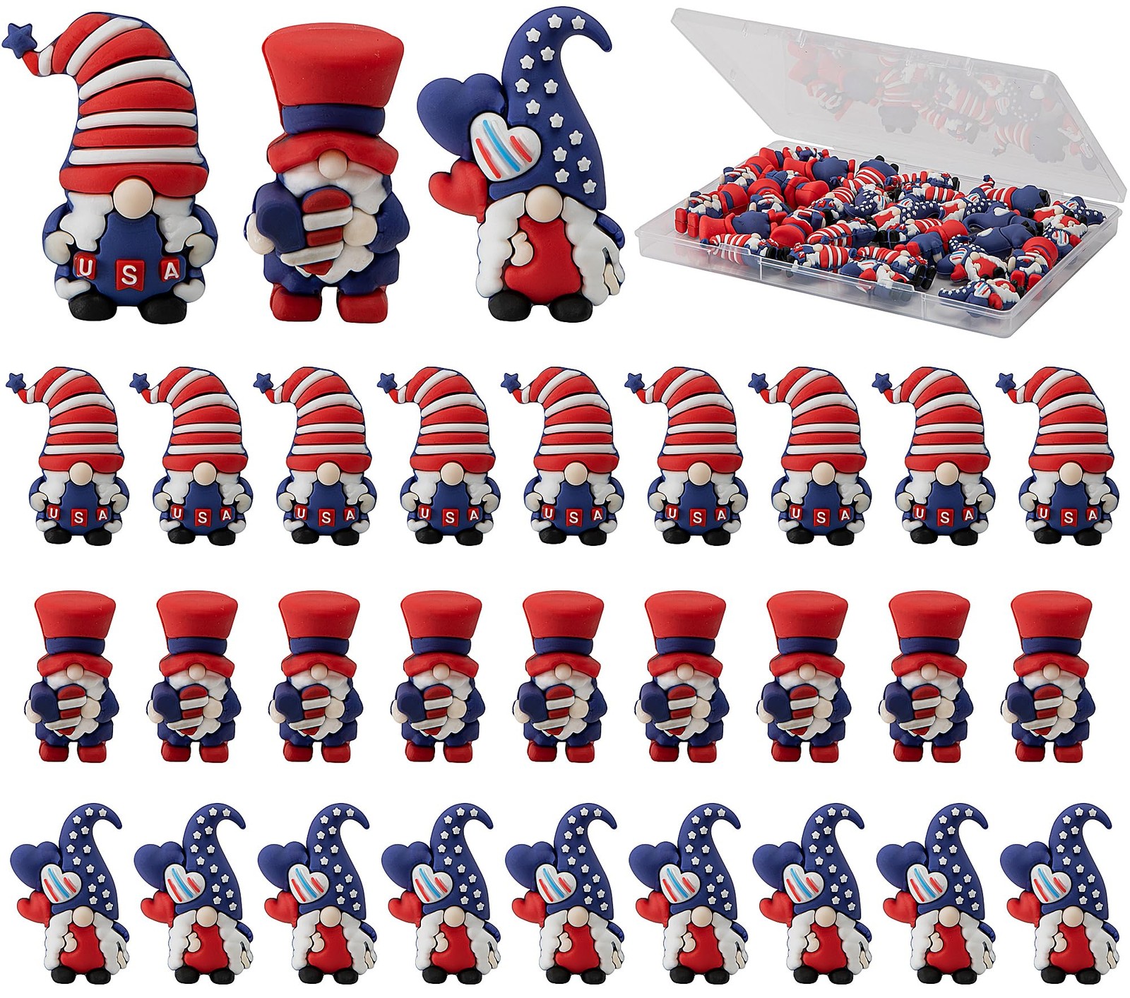 30 Pcs 4th of July Mini Gnome Ornaments, Miniature Independence Day Patriotic…