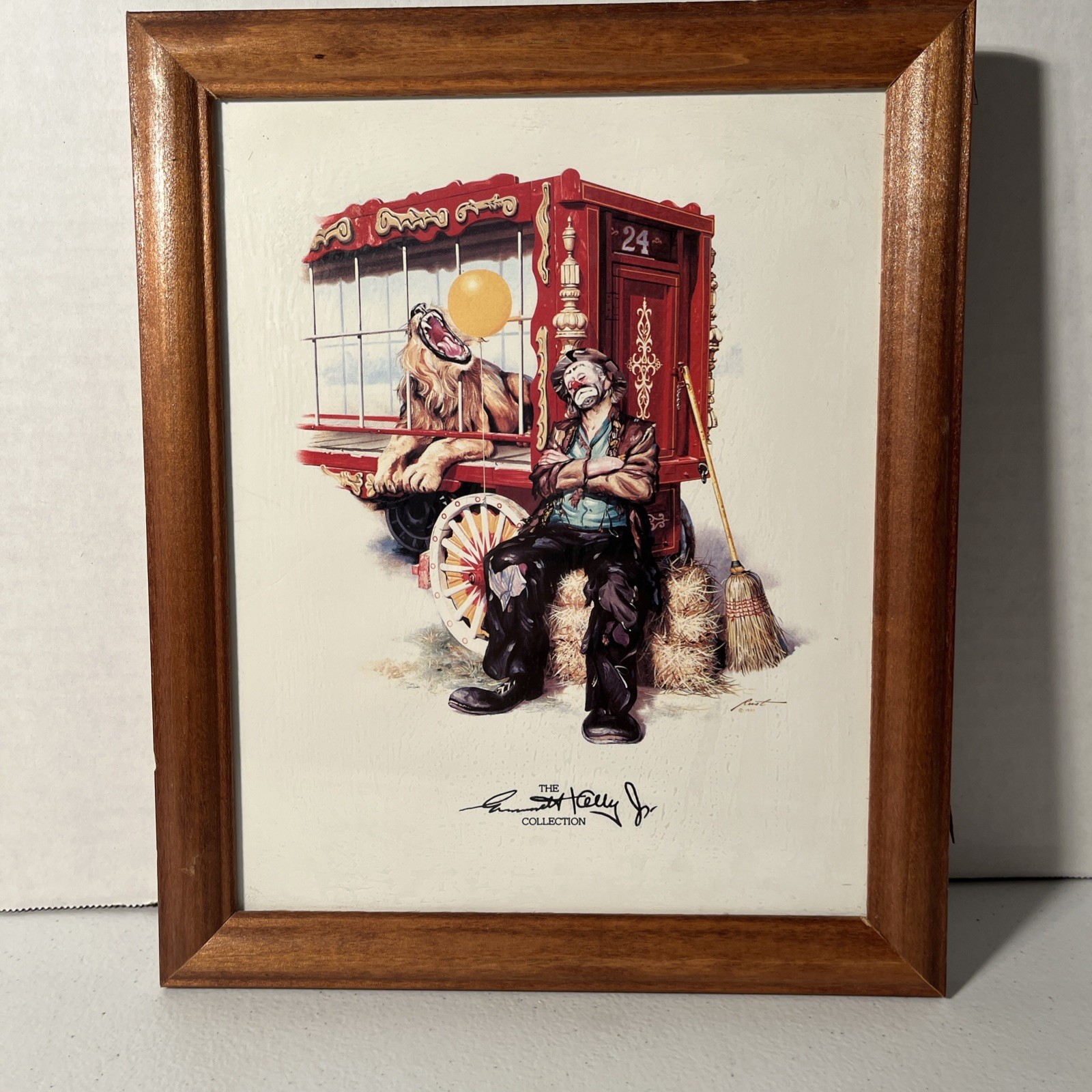 Emmett Kelly Jr Collection “Rust” Wood Framed, Circus Clown Print