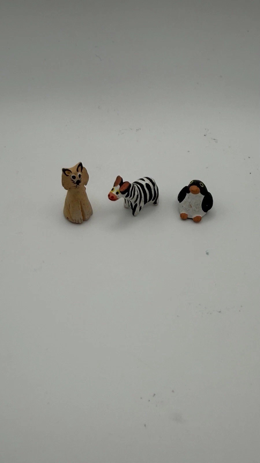 LOT OF 3 RED TERROCOTTA CLAY HANDMADE/PAINTED MINIATURE Animal FIGURINES Rare