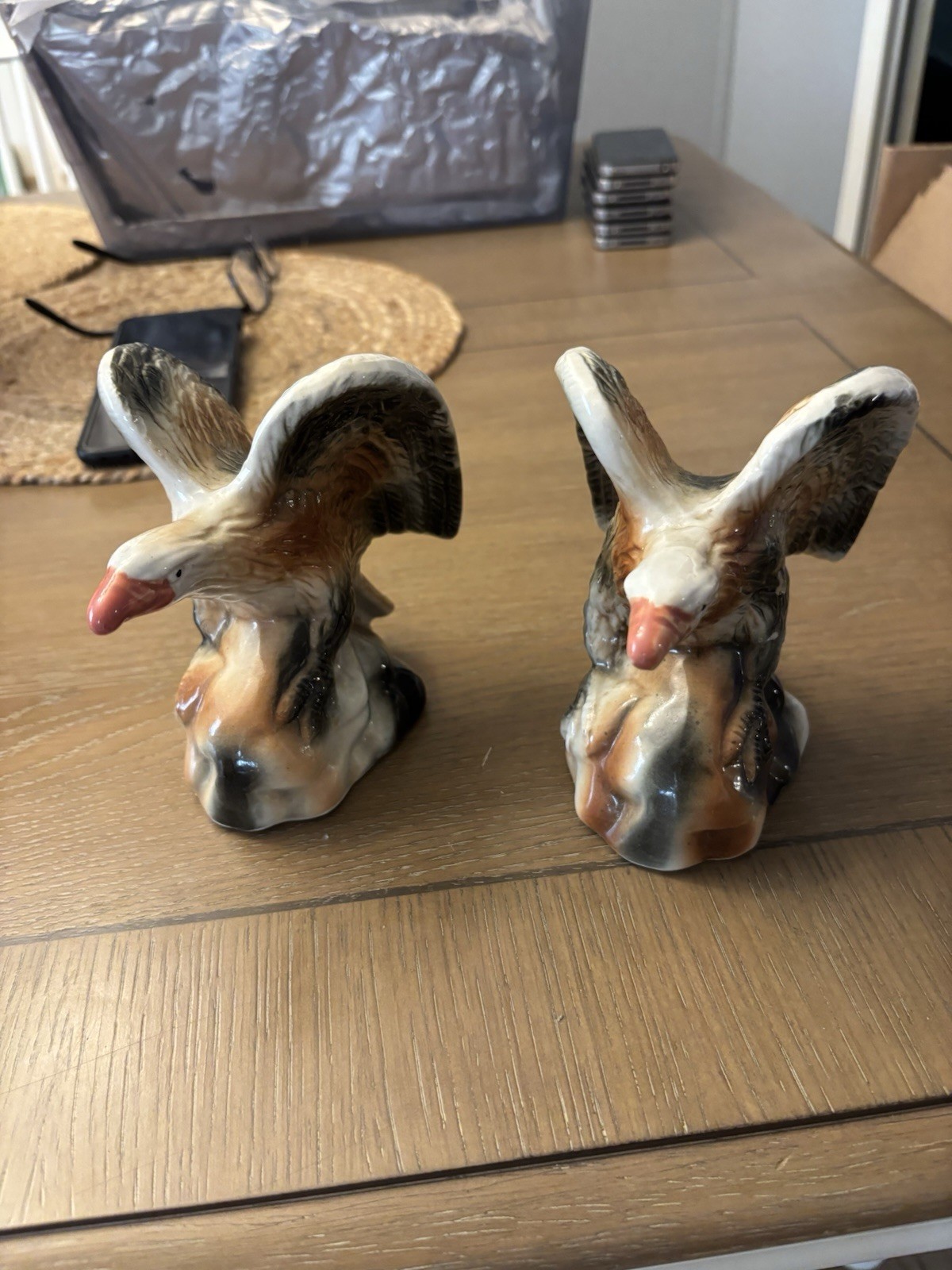2 Vintage Ceramic Eagle Figurine/ Made in Brazil