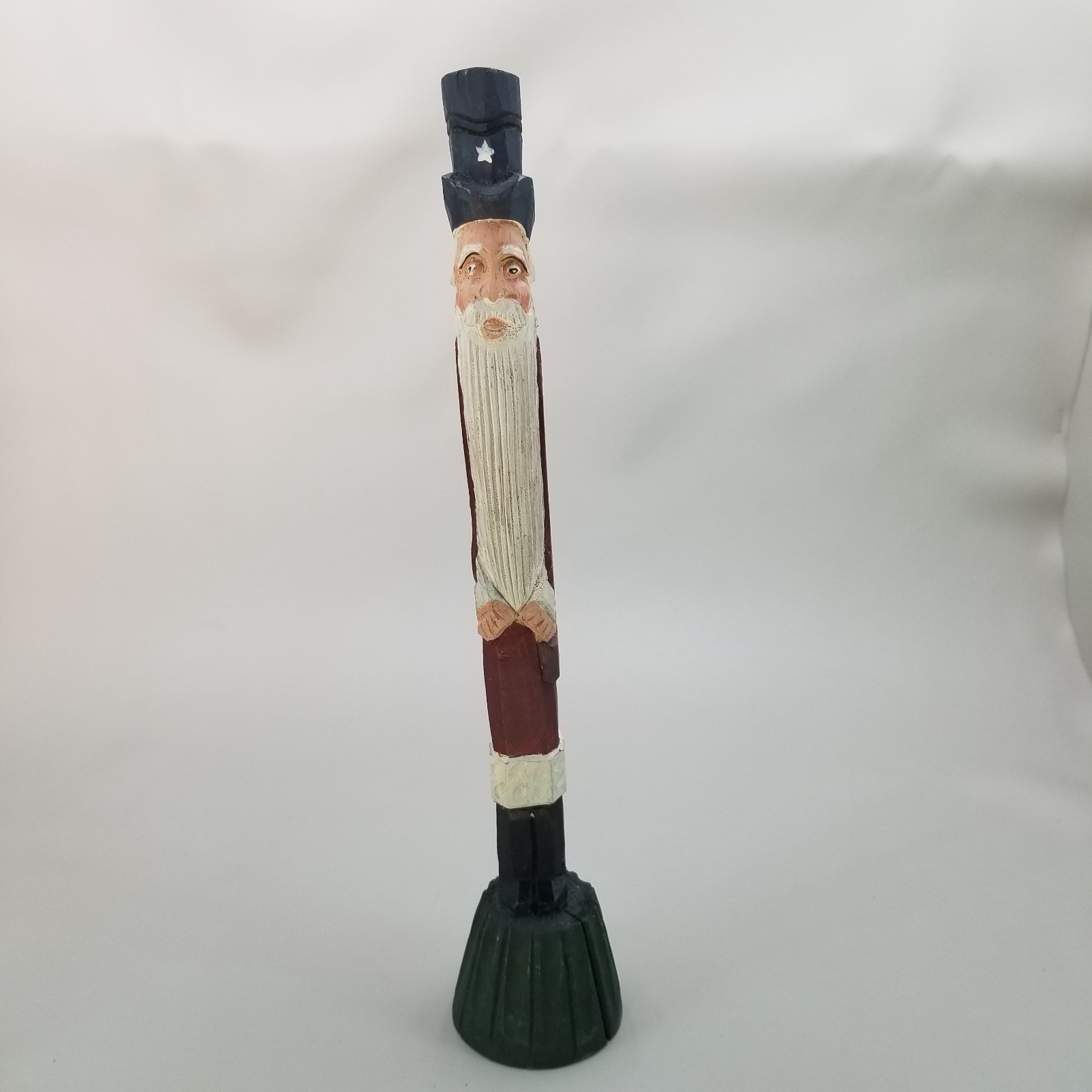 Uncle Sam Hand Patriotic Carved Wood Pencil Figurine Americana Folk Art