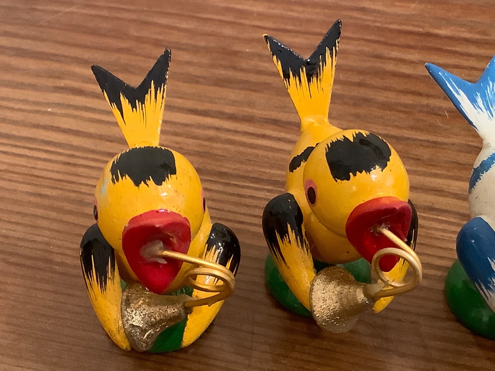 Vintage Erzgebirge Style Germany Birds Hand Carved/Painted Musical Band Wood. T6