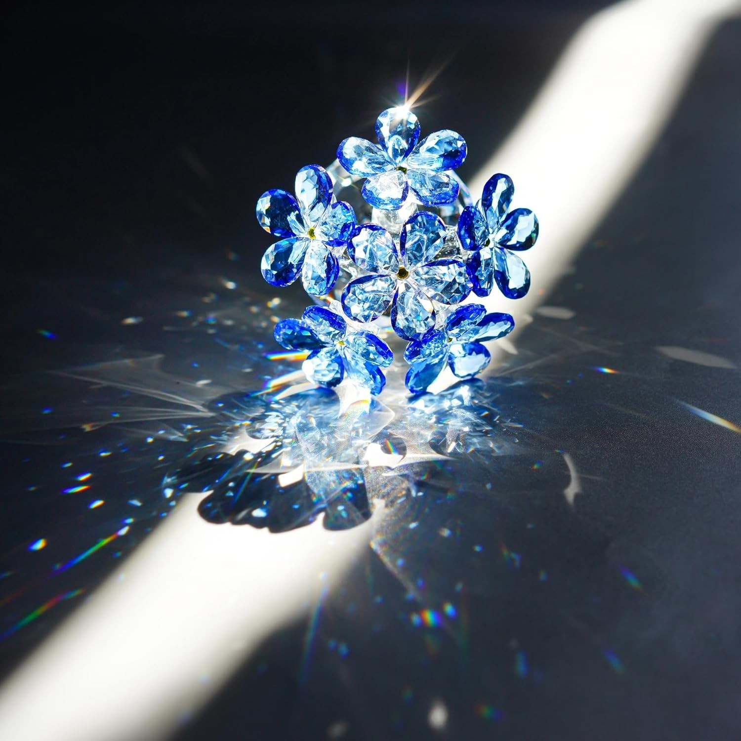 Blue Crystal Flower Figurine Forget Me Not,Crystal Gifts for Mom Wife Girlfri…