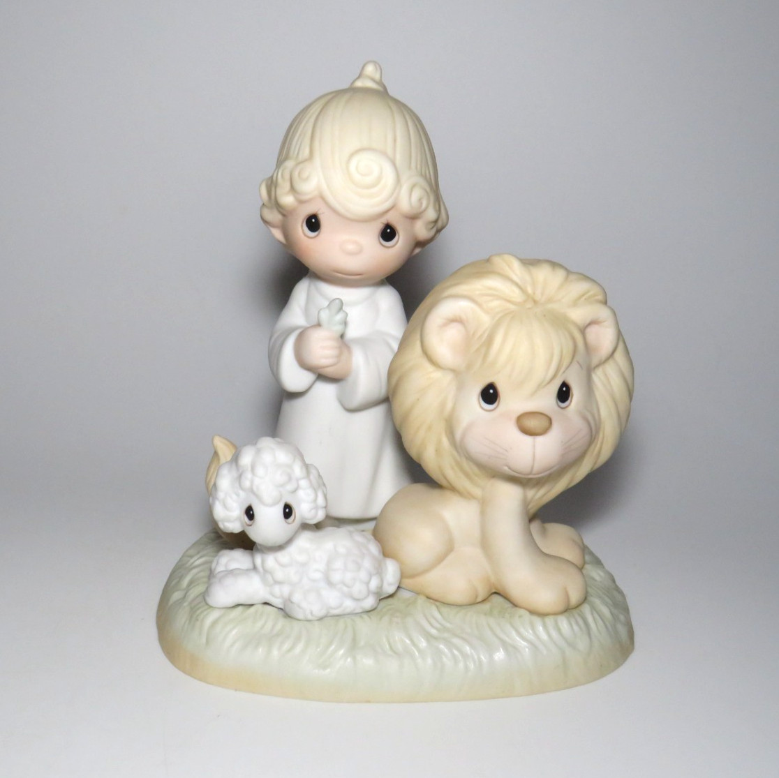 Peace On Earth 1982 Precious Moments Early Lion And Lamb Figurine E-9287