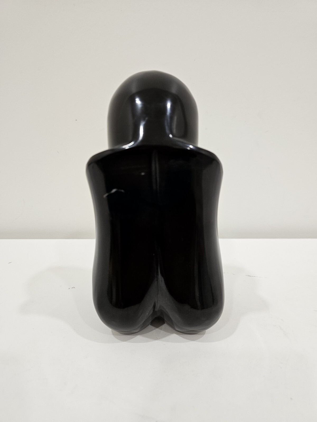 Rare Solid Polished Black Onyx Marble Mother & Child Sculpture Postmodern