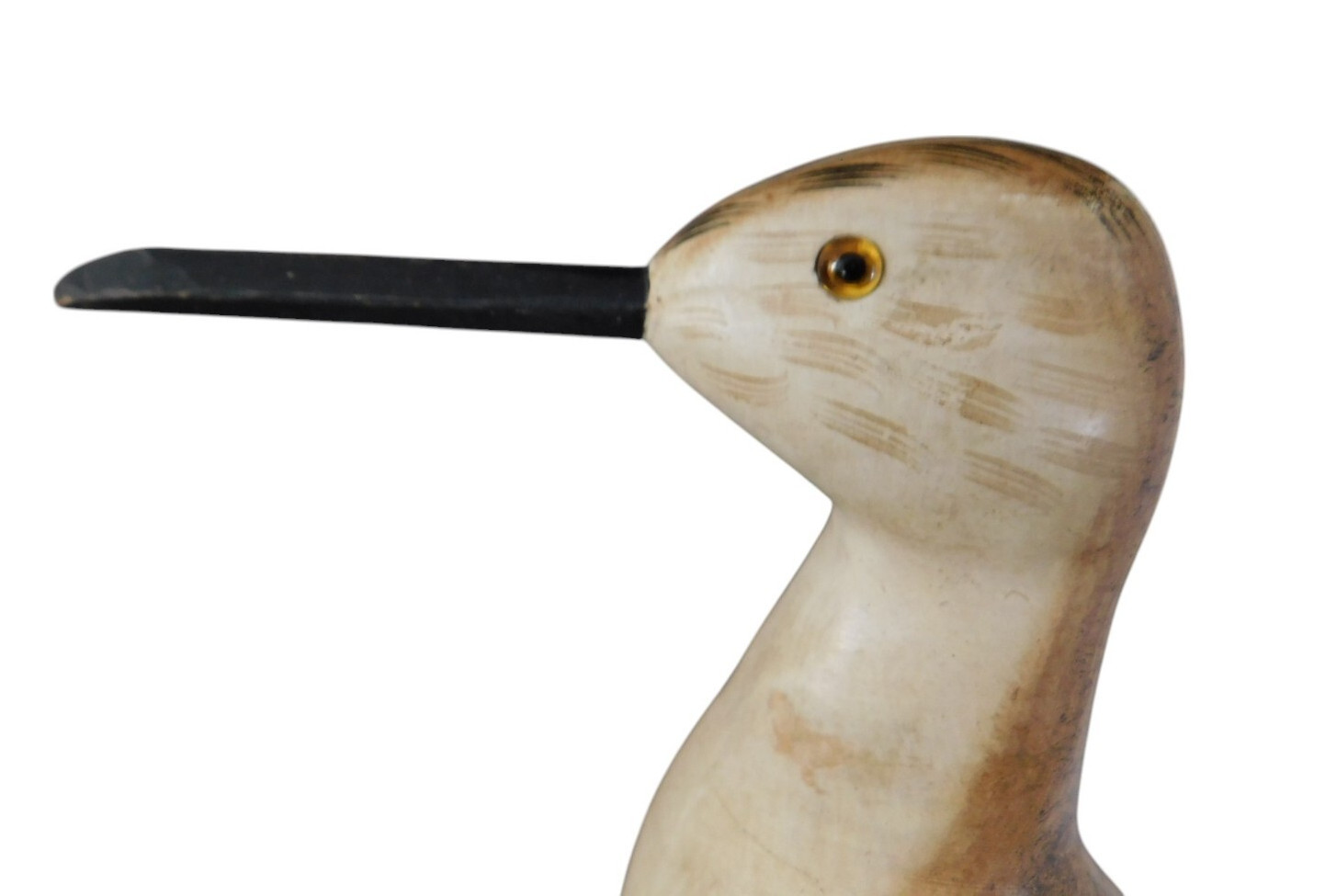 Wood Carved Sandpiper Brown Beige Standing Shore Bird Nautical Statute *AS IS*