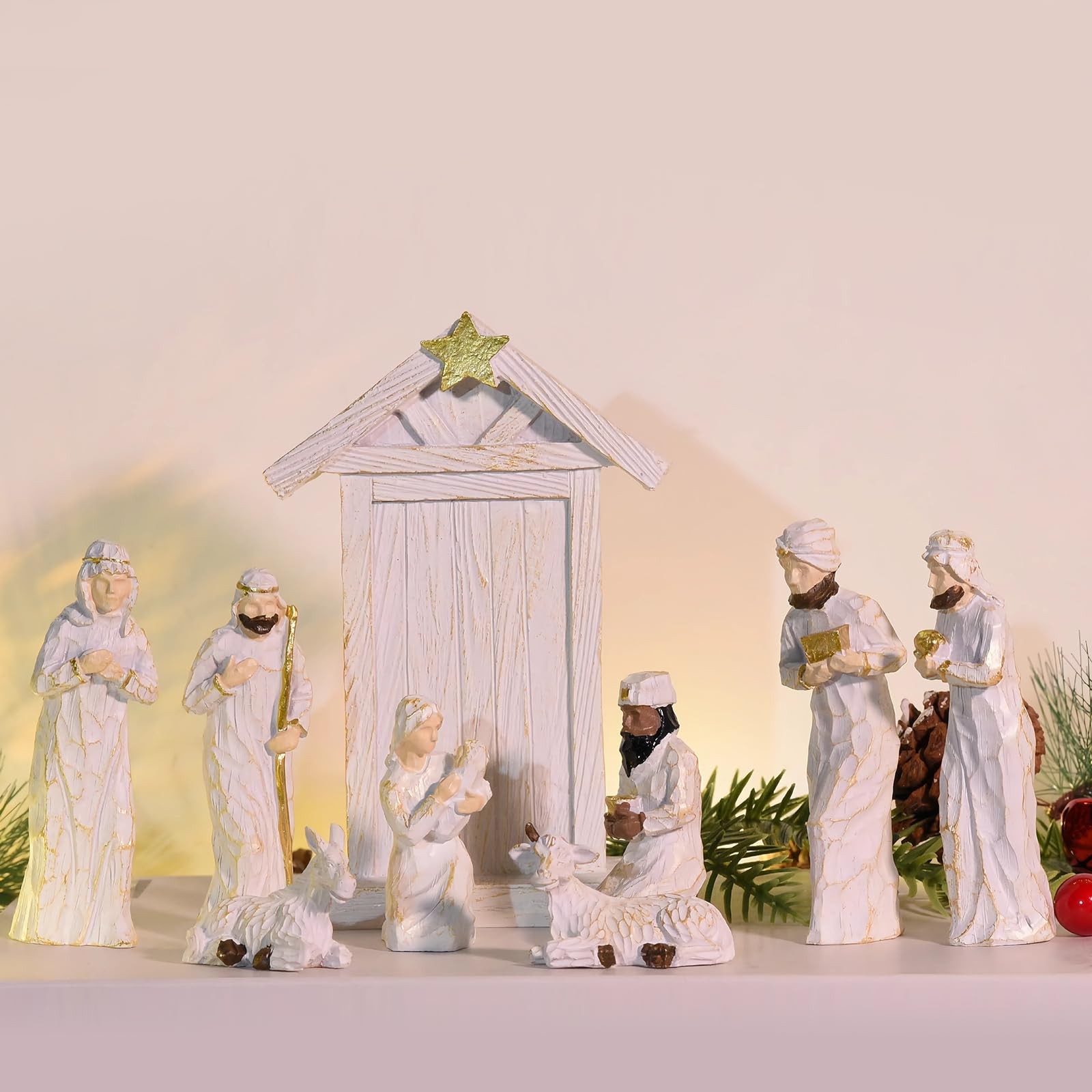 Nativity Set Figurine Christmas Jesus Nativity Scene Collection 9 Pcs Christm…