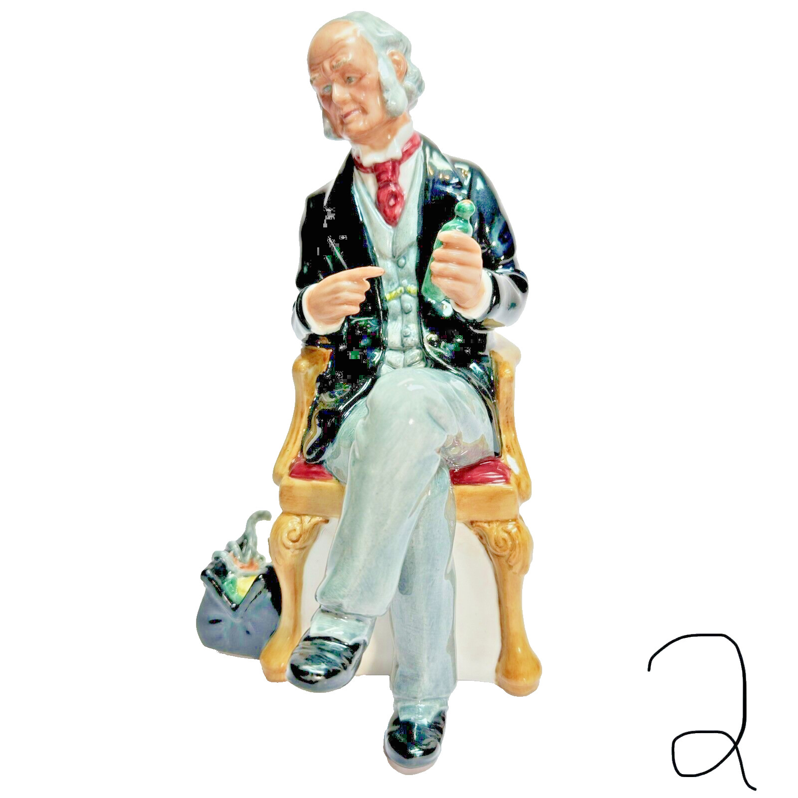 VTG Royal Doulton Figurine The Doctor in office chair w/medicine & medical bag