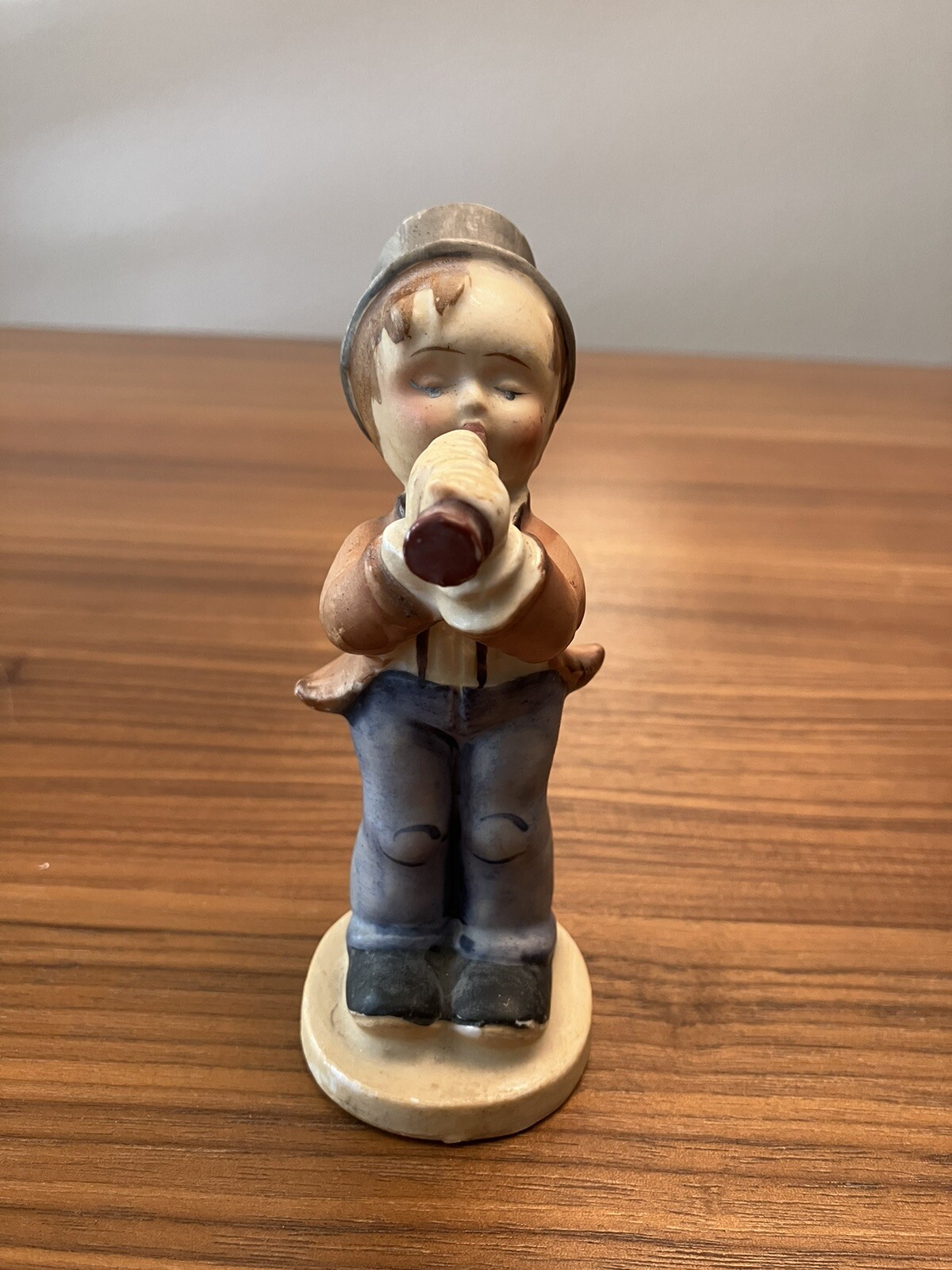 Vintage Boy with Flute Serenade Porcelain Ceramic Glazed Figurine Made in Japan