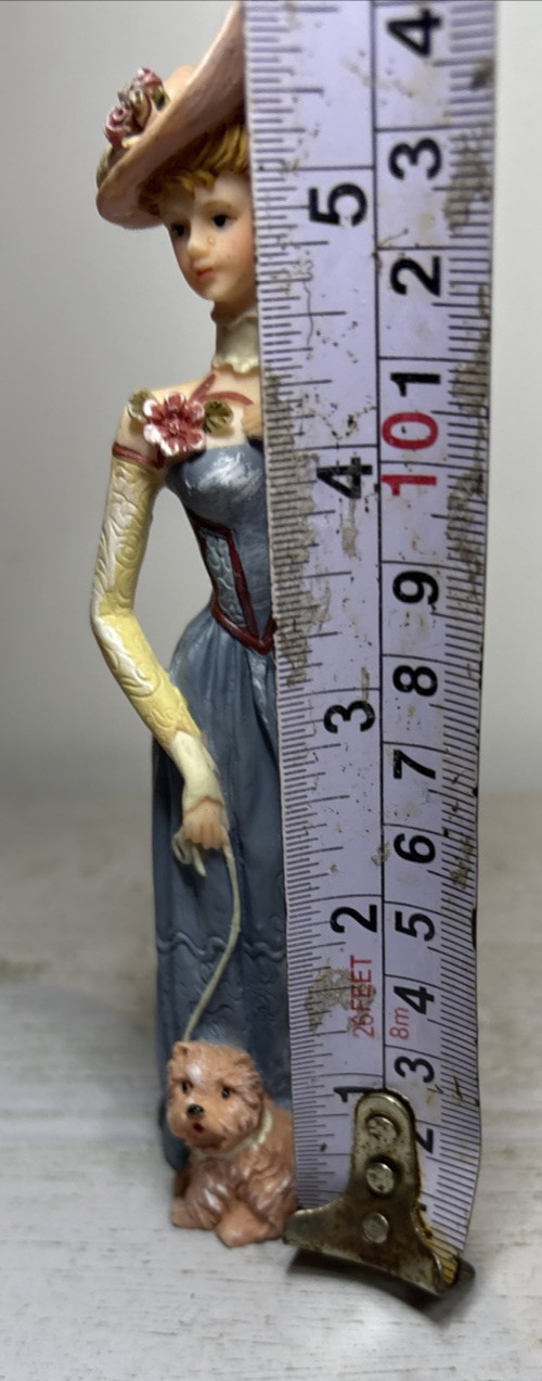 Elegant Lady Figurine Elegantly Dressed With Hat & a Dog Vintage Collectible