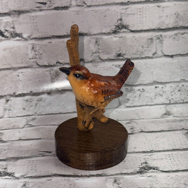 Vintage Jobin Brienz Carved Bird Figurine Wood Switzerland Signed Zaun Konig