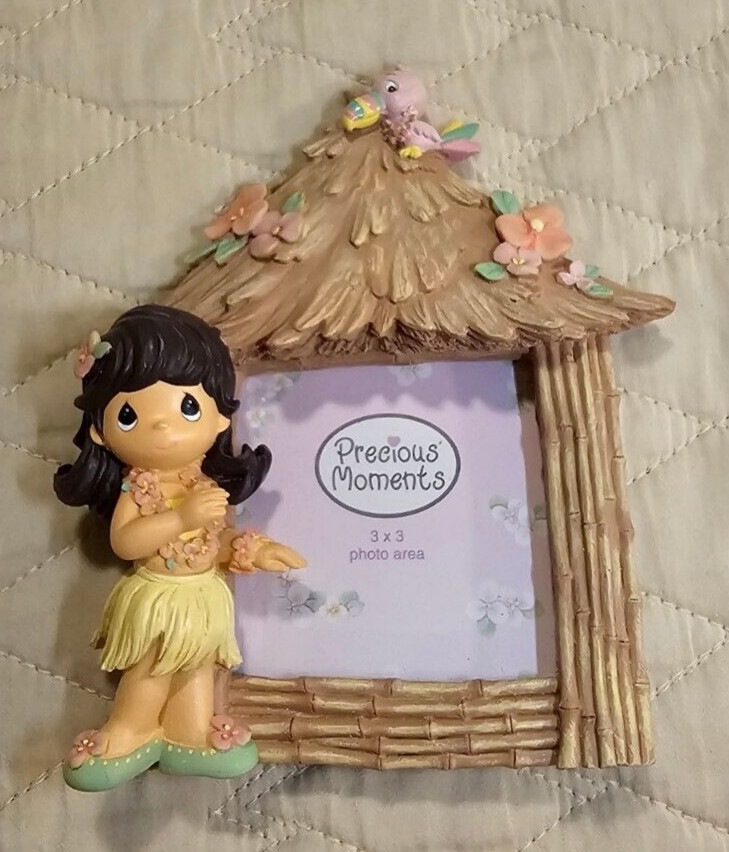 Precious Moments Hawaiian Hula Dancer Girl Picture Frame 3×3 2003 Aloha 112116