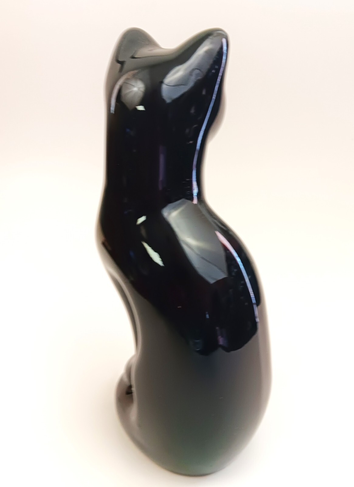 Black Ceramic Cat Statue Figurine Figure Art Mark 8.5” Tall MCM Vintage