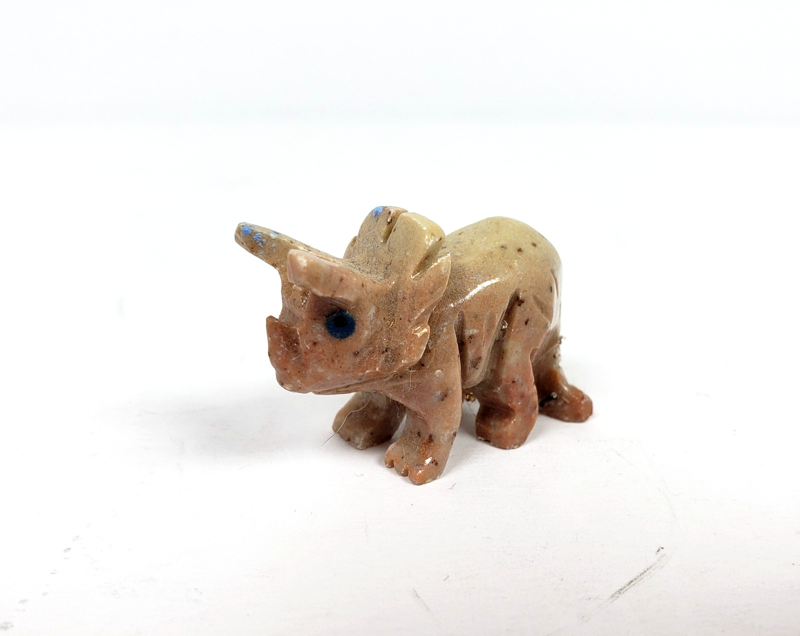 Unbranded Hand Carved Dino Dinosaur Triceratops Soapstone 1″ Figure Figurine