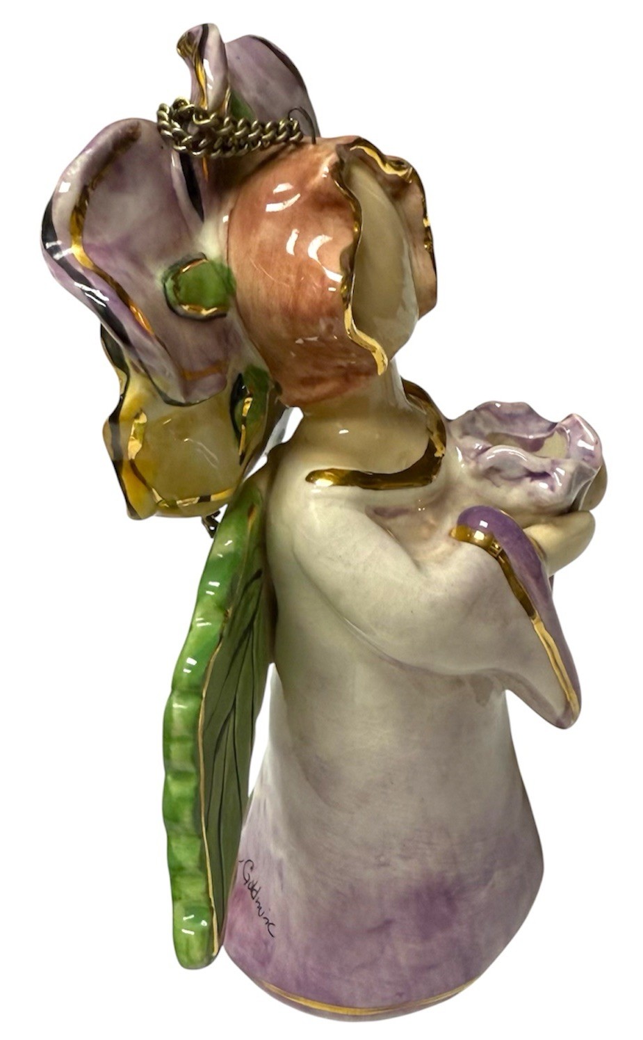 Blue Sky Clayworks Angel Purple Pansy Fairy 2004 Signed NO STAND NO BOX