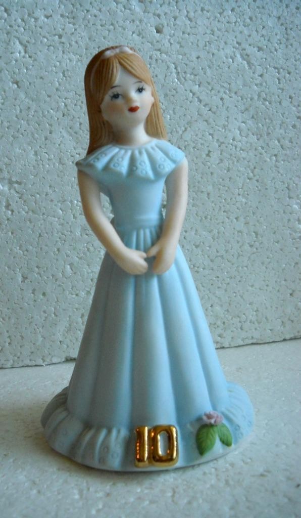 Growing Up Birthday Girls Age 10 Lt Blue Dress Brown Brunette Hair 1982 (O)