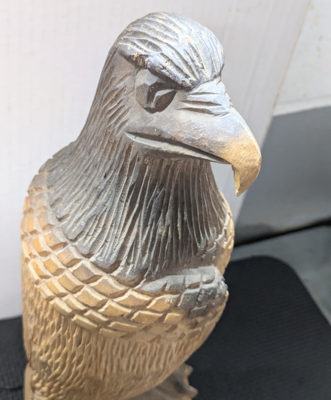 Hand Carved Wooden Bald Eagle Statue 13.5 Inches Tall Great Condition See Photos
